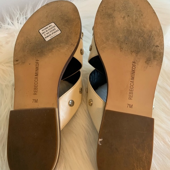 Rebecca Minkoff Cream Studded Slide Sandals - Picture 4 of 4